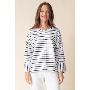 Weekend Terry Striped Boxy Crew